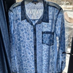 NWOT Lucky Brand Indigo Patterned Shirt